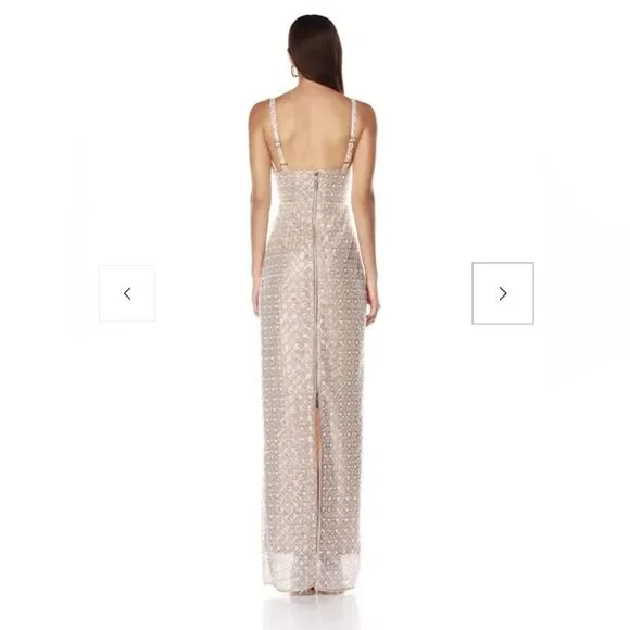 NWOT Bronx and Banco Allegra Silver Sequin Maxi Dress Gown, size XS, S &M - Picture 2 of 11